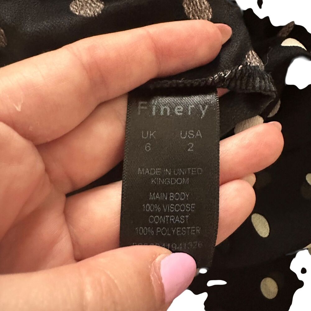 FINERY Polka Dot Buttoned Blouse Black White (US 2)‎ - Picture 5 of 5